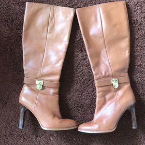 Michael Kors size 8 tan leather high boots